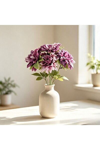 idei Buchet de dalii artificiale cu 5 crenguțe, 42 cm, floare decorativă pent...