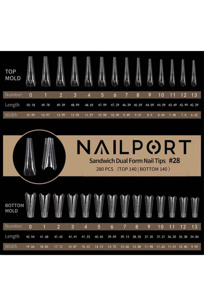 nailport Medium Stiletto Protez Tırnak Sandwich Dual Üst Form Jel Polygel Acrygel - Akrijel ve Polijel İçin D