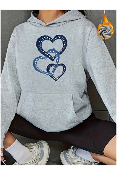 FUFLUNS United Hearts Printed Oversize Unisex Women'S/Men's Hooded Sweatshirt