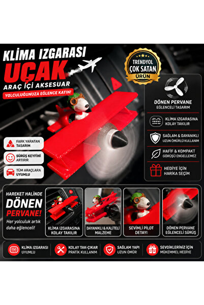 GF3D Uçan Pilot Uçak Klima Izgarası – Dönen Pervaneli Araç İçi Süs Aksesuarı ...