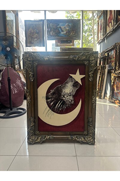 TÜRK BAYRAĞI KURT ÜLKÜCÜ HALI TABLO KİLİM