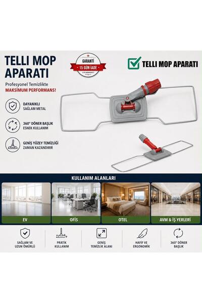 Ceyhanlar 60 cm Telli Mop Aparatı 360° Döner Başlıklı Metal Mop Paspas Aparat...
