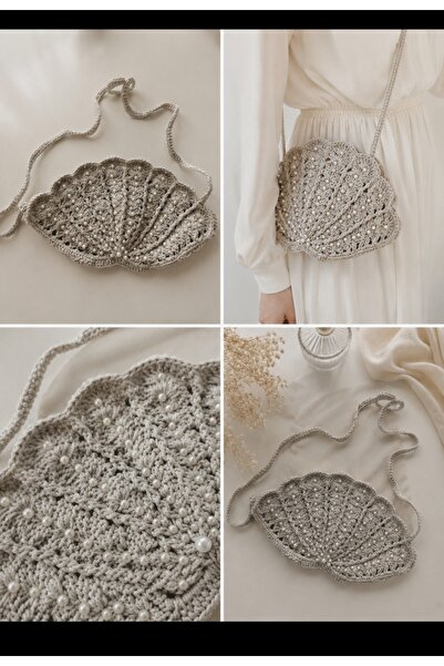 Genel Markalar Zeynep Beautly & Handmade EL YAPIMI İNCİLİ MİDYE ÇANTA