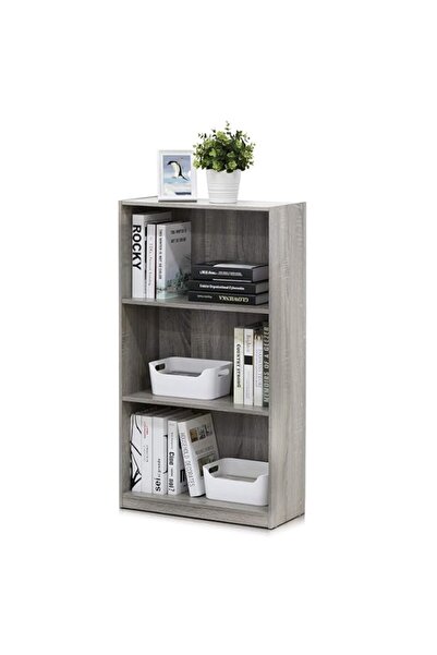 Generic Furinno 99736GYW Basic 3-Tier Bookcase Storage Shelves, French Oak Grey