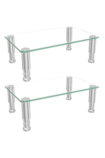 Generic 2 Pack Computer Monitor Riser with Height Adjustable Multi Media Desk...