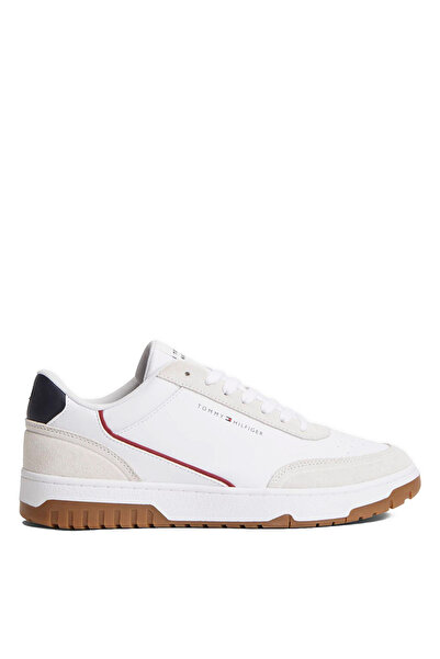 Tommy Hilfiger Beyaz Erkek Sneaker TH BASKET CORE LEATHER SUEDE MIX