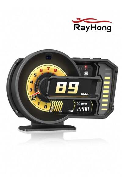 Rayhong شاشة عرض أمامية OBD2 للسيارات، عداد سرعة OBD+GPS مع تحكم بالاستشعار ا...