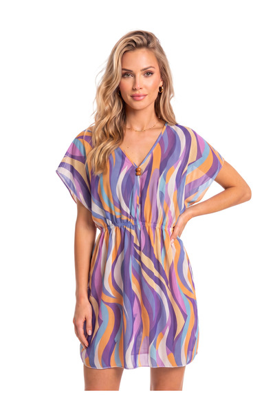 Donnita Donlaritta Women's Patterned Beach Pareo Beach Dress, V-Neck Relaxed ...