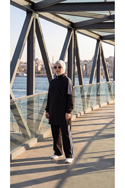 MİMİ Luxury Wear Set de trening pentru femei, cu dungi laterale, cu fermoar, ...