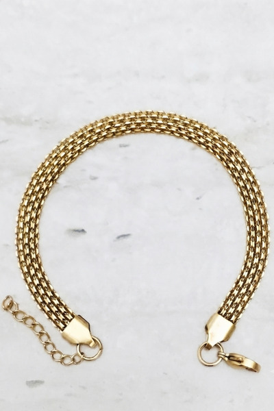 Rua Jewelry Steel Weave Chain Bracelet 6 mm Gold Color |   Anti-Tarnish, Men'...