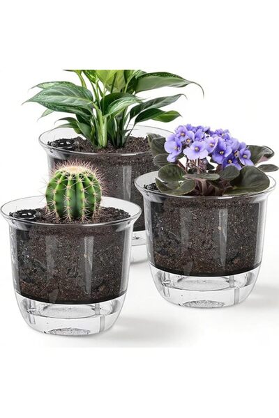Generic Angju Plant Pots 6 inch Set of 3, Self Watering Pots for Indoor Outdo...