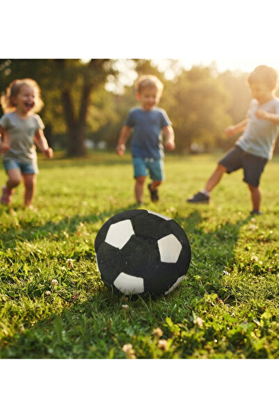 AZİZ OYUNCAK Plush Football Ball Diameter 25cm Circumference 65 cm Black and ...