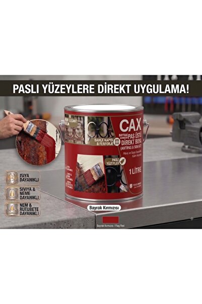 caxcolors CAX Pas Üstü Direkt Uygulanan Antipaslı Sentetik Metal Boyası 1 Lit...