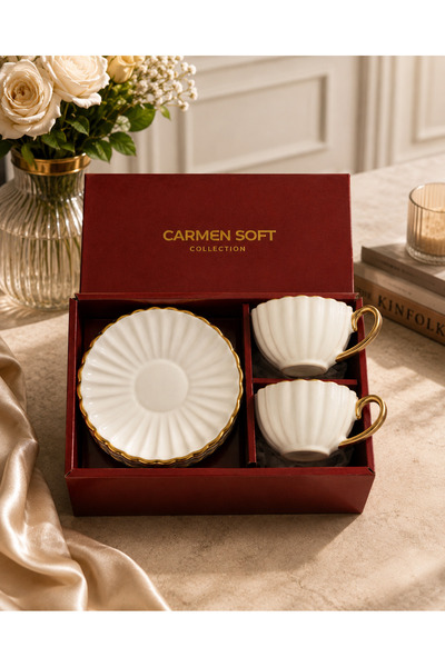 Yumuk Shop Elissa 2-Person Gold Detailed Luxury Coffee Cup Set 90 ml