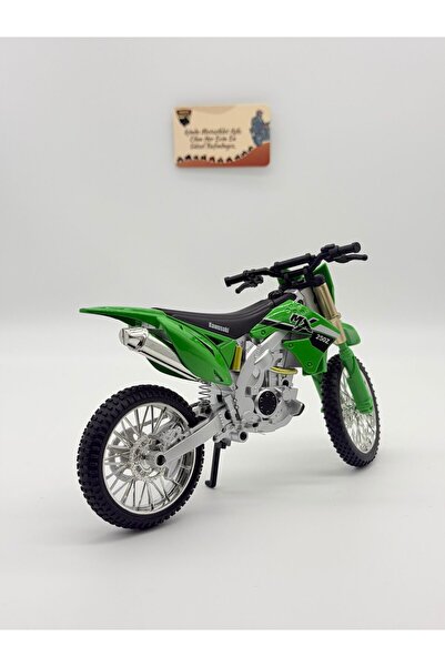 MotoGarage Motosiklet Kawasaki 250Z 1:10 Ölçek Yeşil Dirt Bike Model sesli
