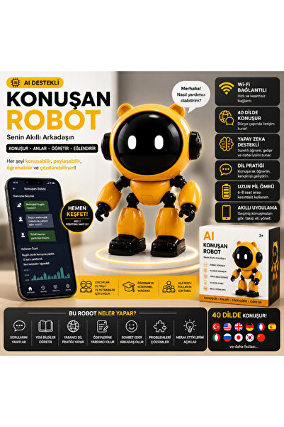 Pretify Yapay Zeka Robot Oyuncak Asistan Eğitici Ve Öğretici İnteraktif Akıll...