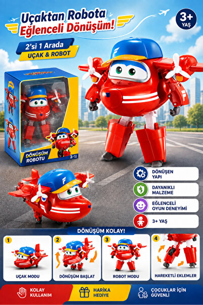 ALL FAST Uçaktan Robota Dönüşen Dönüşüm Oyuncağı 13 cm Hareketli Robot Figür ...