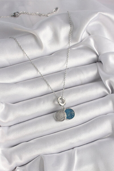 Generic Brand 316l steel silver color chain zircon stone processing blue glit...