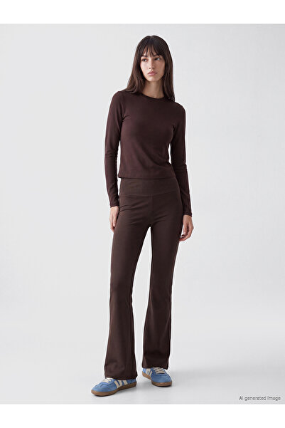 LC Waikiki Alita City with a Difference Xside Brown High Waist Spanish Leg Wo...