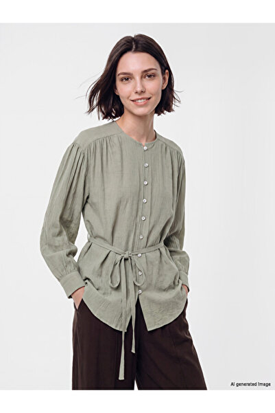 LC Waikiki Rmz Gi̇yi̇m Farkiyla Belted Textured Women's Shirt Tunic