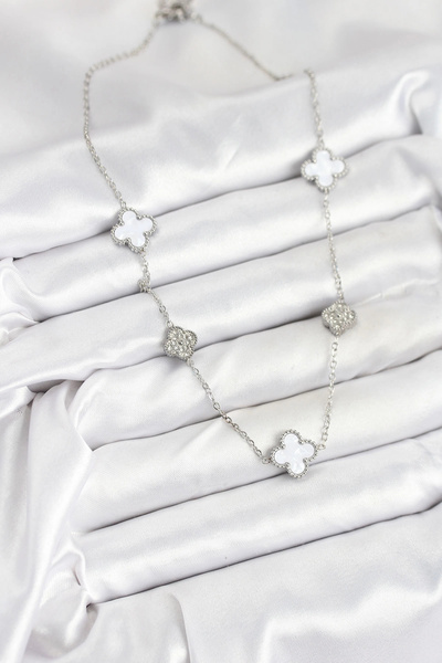 online kapsulavm avm alışveriş 316L Steel Chain Silver Color White and Zircon...