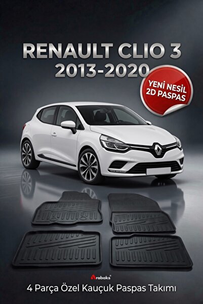 Arabaks RENAULT CLİO 3 2013-2020 4 Parça YENİ NESİL 2D Kauçuk Paspas Takımı -...
