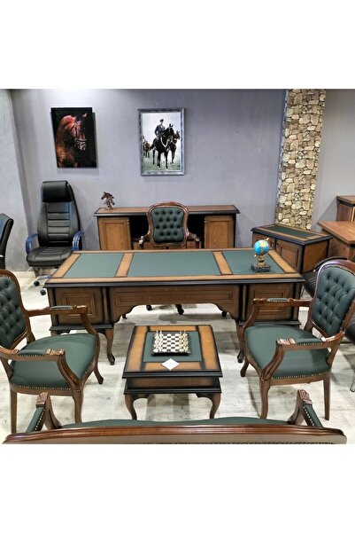 ERDEM KARDESLER OFİS MOBİLYALARI LÜKENS MAKAM TAKIMI YEŞİL FULL SET 7 PARÇA