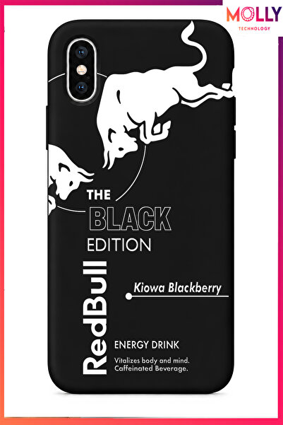 Molly iPhone XS MAX İçin Siyah Redbull The Black Edition Desenli İçi Kadife S...