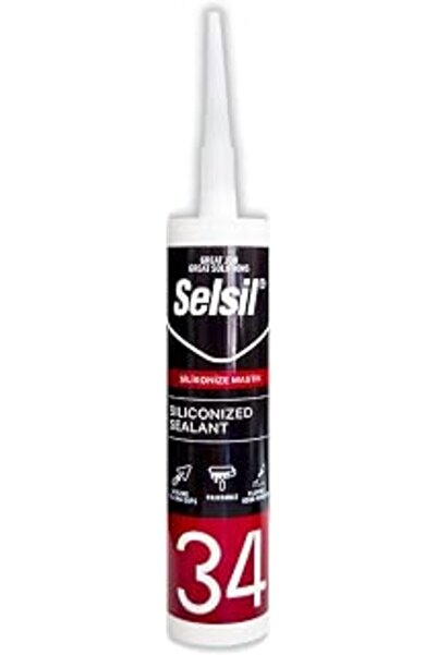 Selsil Silikonize Akrilik Mastik 34, Beyaz, 240 ml/450 gr. | Su Geçirmez, Esnek, Hava Şartlarına Dayanıklı, Boyanabilir