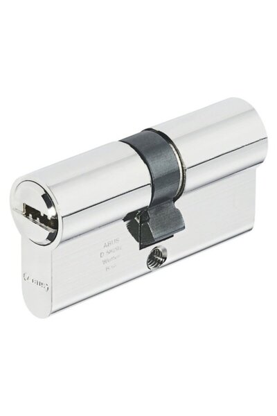 OEM Abus D45 security cylinder, brass, nickel, 5 keys, 45 x 50 mm