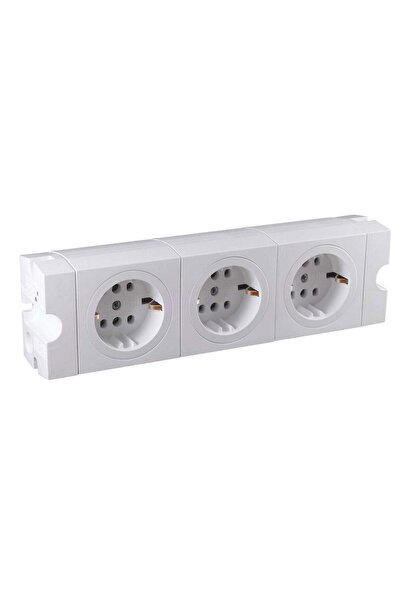 OEM Modular block 015085, surface-mounted, 3 sockets, protective contact