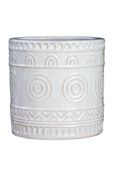 OEM Ghiveci ceramic, interior, rotund, bej, 14 x 14 cm, Retro