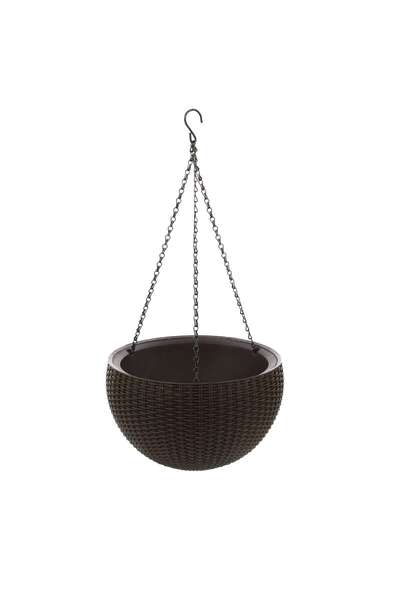 OEM Curver plastic pot with synthetic rattan finish, hanging, brown, D 35 cm