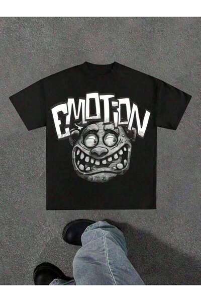 25W Unisex Y2K Emotion Graphic T-Shirt, Men Round Neck Printed Casual Short S...