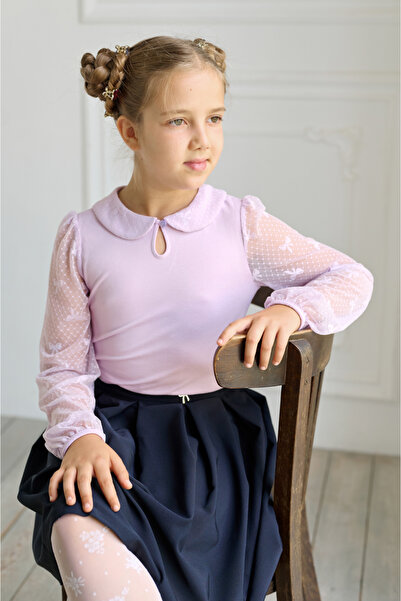Generic Brand Uniforme scolare: bluza de scoala mov cu maneci din dantela Silvia