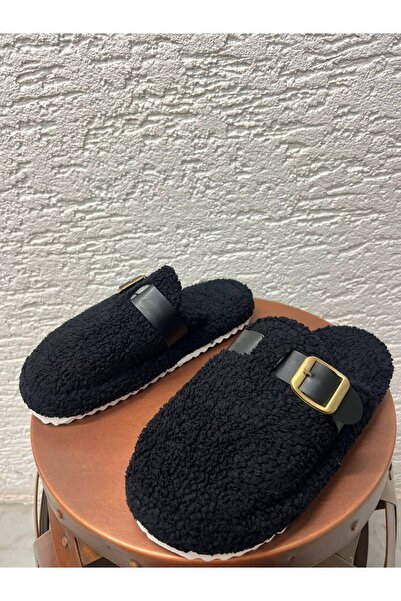 Beyond Kadın Siyah Pofuduk Tüylü Ev Terliği 3 Cm BYNDSKL03