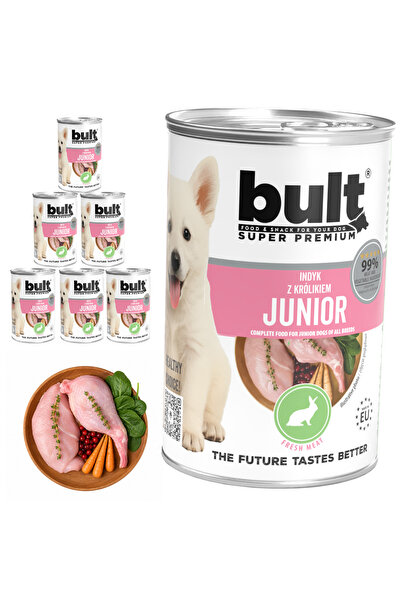 Bult Hrană umedă completă pentru câini Junior, Curcan și Iepure, Conservă 6x4...