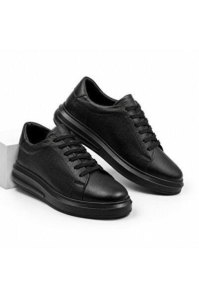 BESS SHOES Genuine Leather Men's Black Casual Shoes – Orthopedic, Ultra Comfo...