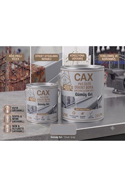caxcolors CAX Pas Üstü Direkt Metal Boyası Antipas Dahil Koruyucu Parlak Dış ...