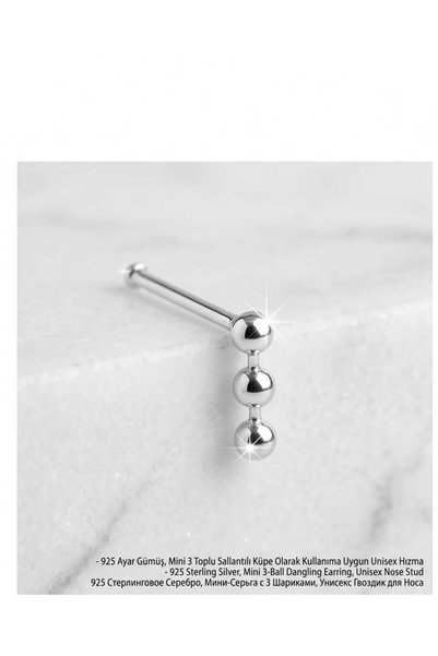 Begonia Accessories 925 Ayar Gümüş Zirkon Taşlı Unisex Hızma Küpe Çivi Halka Minimal Şık Modern Tasarım 178-14