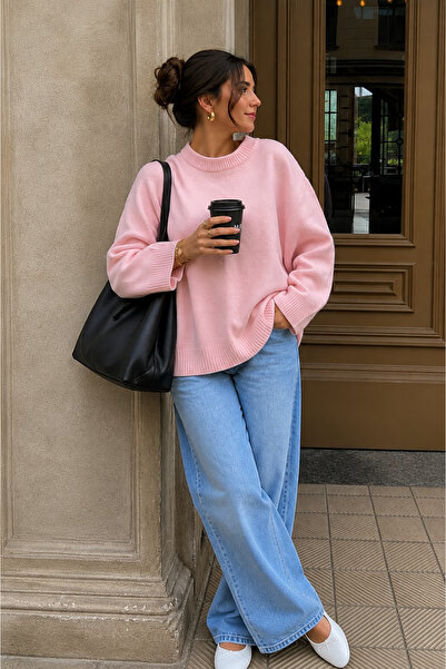 DepoExport Pink Oversize Knitted Sweater
