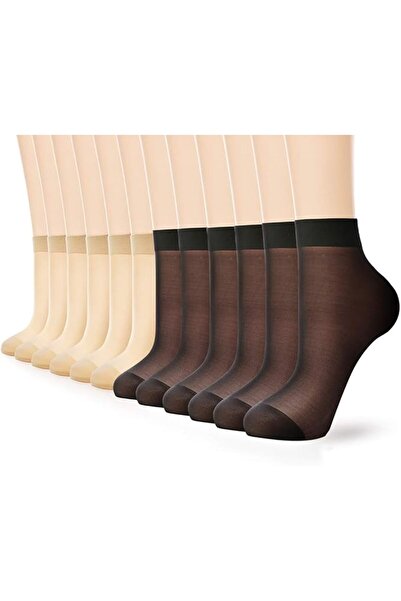 GENERAL G&y 12 pairs nylon ankle socks for women - 20d transparent long socks