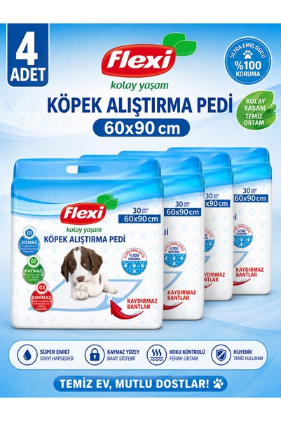 Flexi Köpek Alıştırma Çiş Pedi - 60x90cm 30'lu Paket - 4x