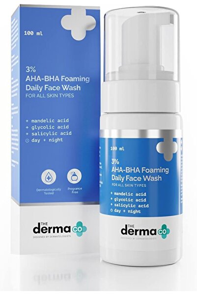 The Derma Co غسول وجه رغوي بأحماض الفا وبيتا هيدروكسي 3%، مقشر خالي من الزيوت...
