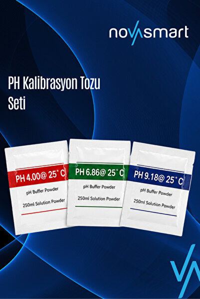 Novasmart pH Kalibrasyon Tozu Seti – pH 4.00 / 6.86 / 9.18 – 3'lü Tampon Çöze...