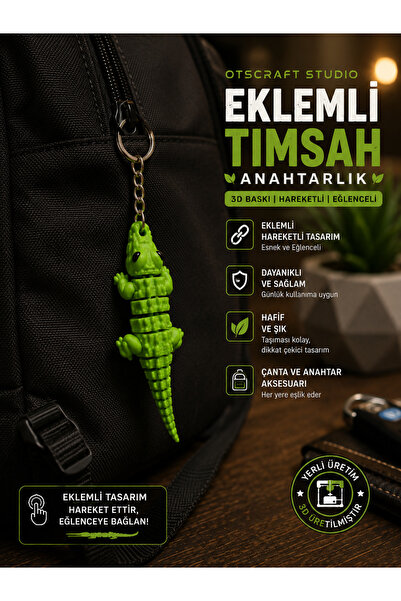 Otscraft Studio Articulated Crocodile Keychain Fidget Keychain Crocodile Toy