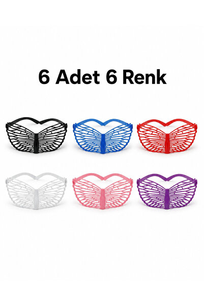 PARTİPORT 6 Pcs 6 Colors Butterfly Party Glasses Glassless Fun Glasses Birthd...
