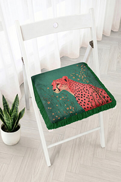 Realhomes Polka Dot Cheetah Figured Chair Cushion with Floral Branches and Fr...