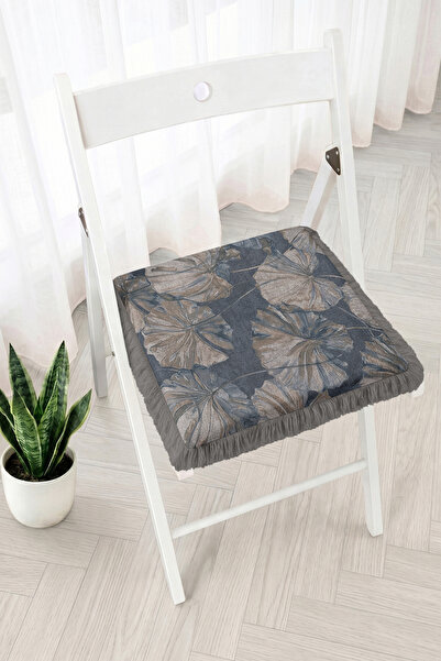 Realhomes Leaf Patterned Fringed Zippered Chair Cushion - Modern Kitchen and ...