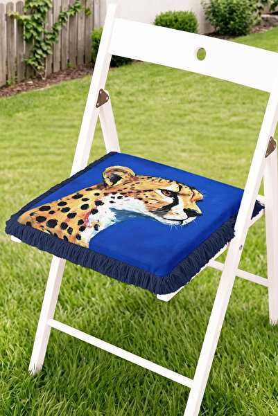 Realhomes Modern Illustration with Cheetah Figure Fringed Zippered Chair Cush...
